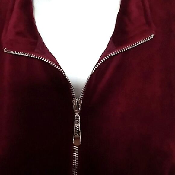 Karen Scott Sport Bergandy Velvet Zip Up Jacket. Size Medium NWOT - Picture 4 of 7